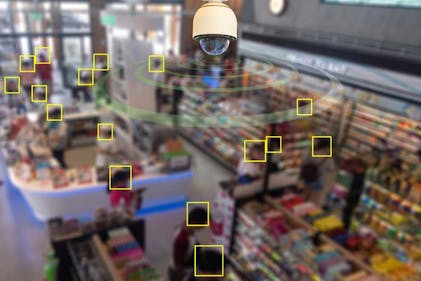 2. This camera uses an AI model to monitor customer activity in a smart retail store.