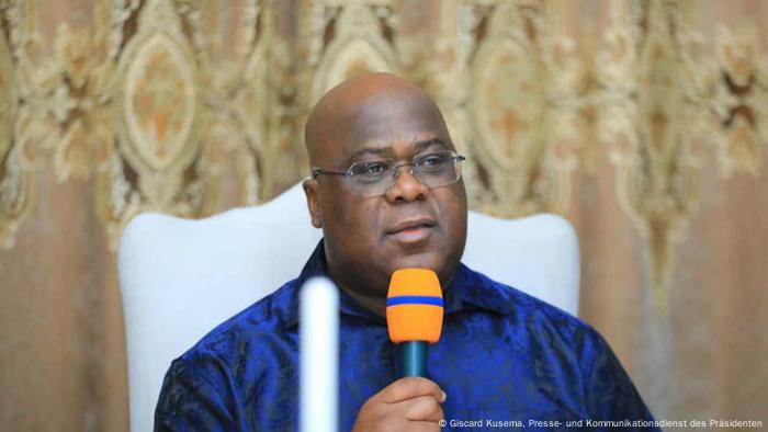 President Félix Tshisekedi with a microphone (2021 archive)