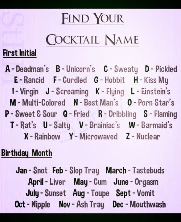 What's your cocktail name for a #Friday night out? #Wine #WineTime | Cocktail  names, Funny names, Funny name generator