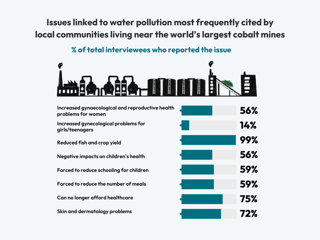 Key findings on human rights impact of toxic environmental pollution around DRC's industrial cobalt mines including impact on women's health