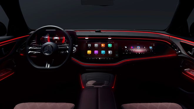 The 2024 Mercedes E-class sedan's interior will feature up to three screens - including one that's only active when the passenger seat is occupied.