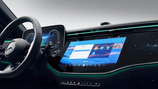 The 2024 Mercedes E-class sedan's interior will allow apps like Zoon for conference - when it's not moving.