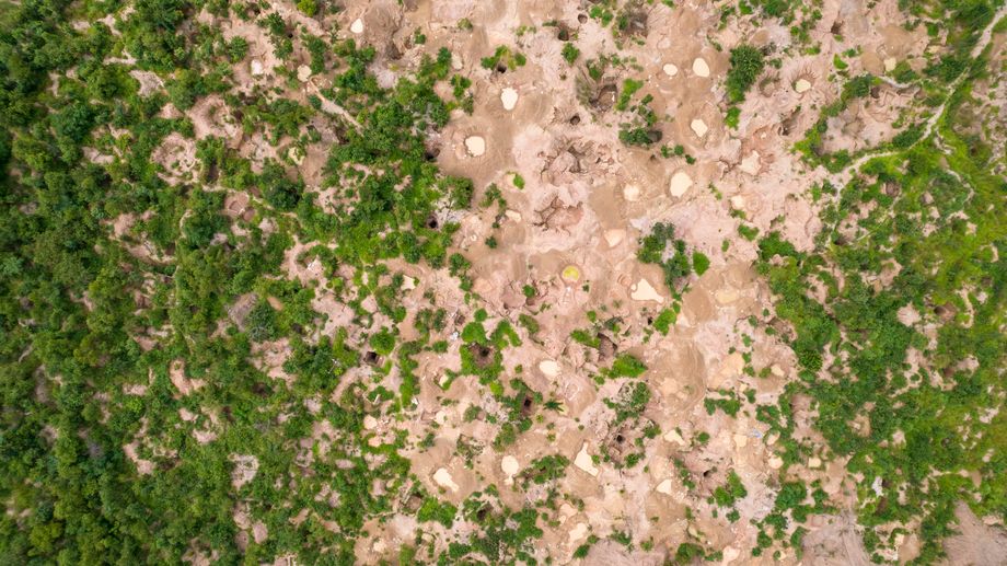 Aerial view of the hand-dug mines Aerial view of the hand-dug mines